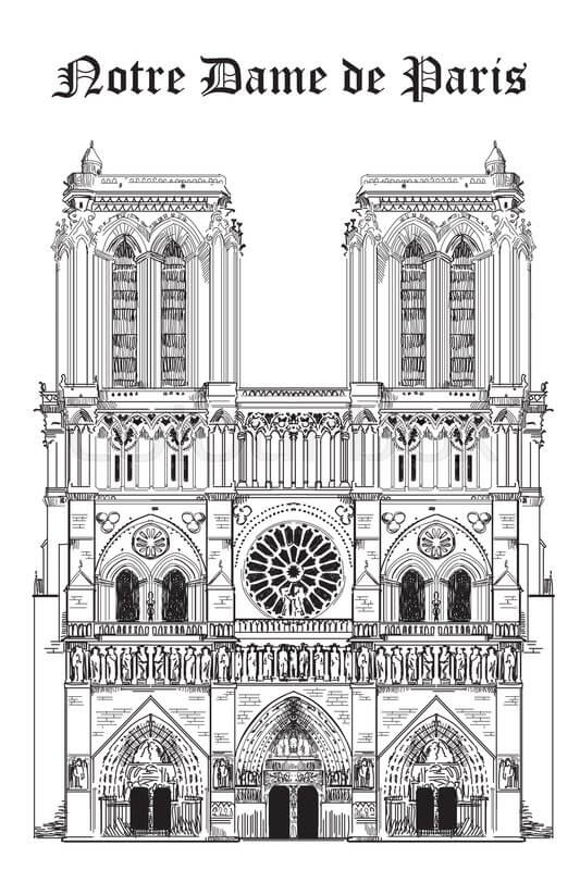 Coloriage Cathedrale Notre Dame De Paris 7 à imprimer