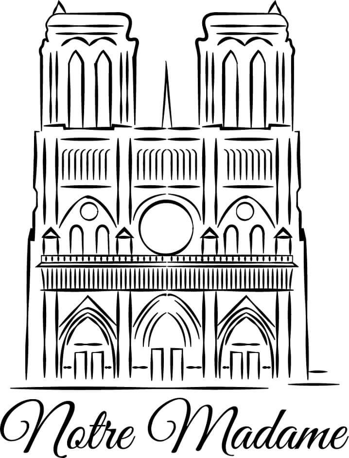 Coloriage Cathedrale Notre Dame De Paris 8 à imprimer