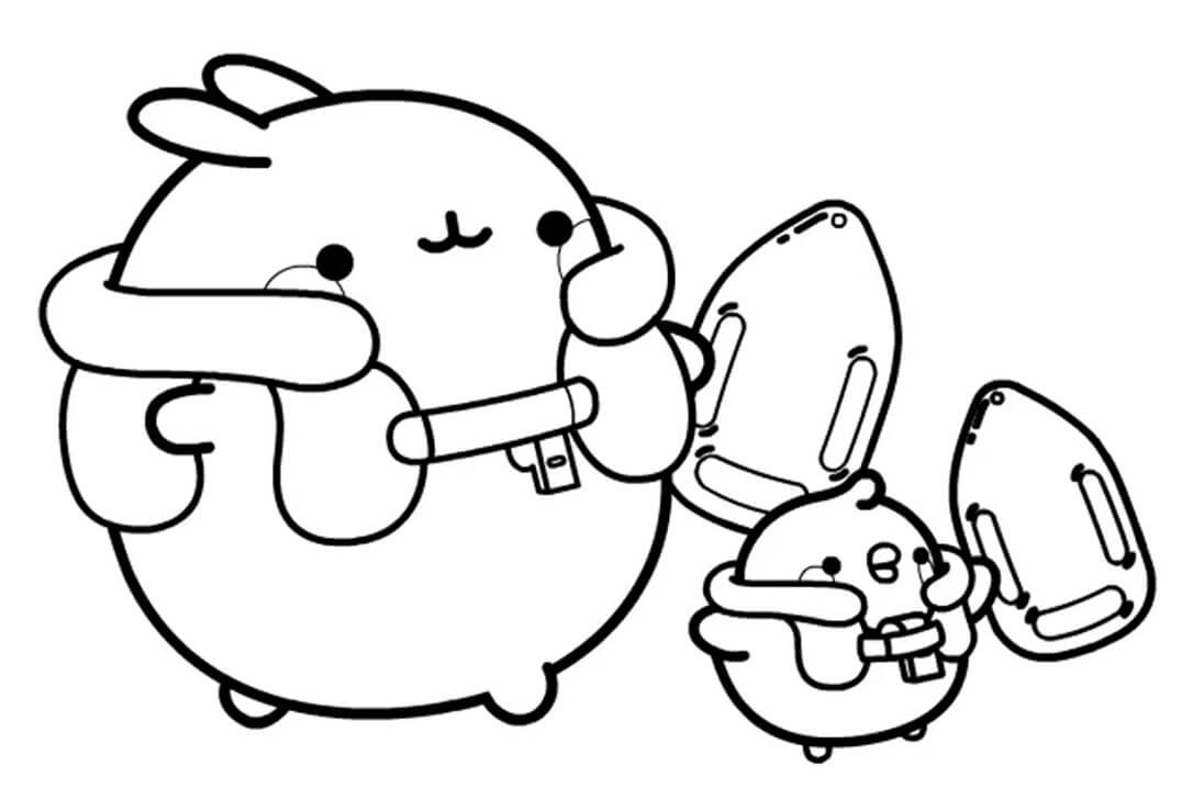 Coloriage Kawaii Molang 3 à imprimer