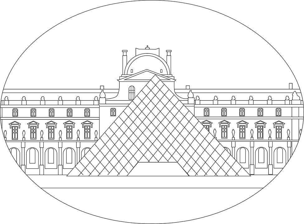 Coloriage Musée du Louvre 2 à imprimer
