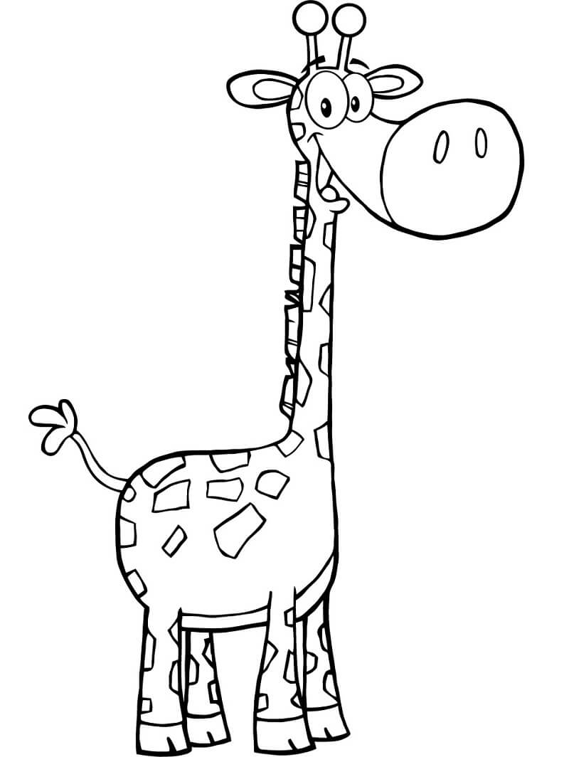 Coloriage girafe drôle à imprimer