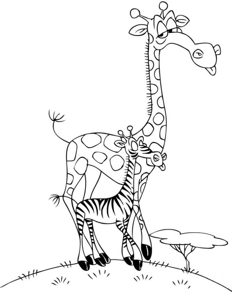 Coloriage girafes de dessin animé à imprimer