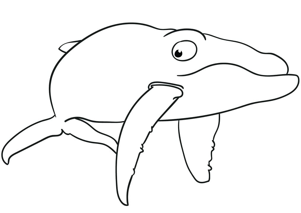 Coloriage baleine bleue style dessin-animé à imprimer