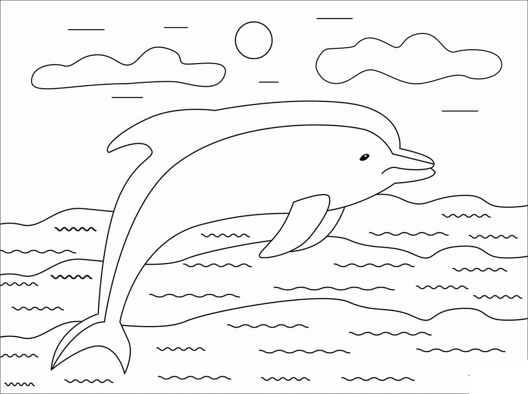 Coloriage dauphin simple à imprimer