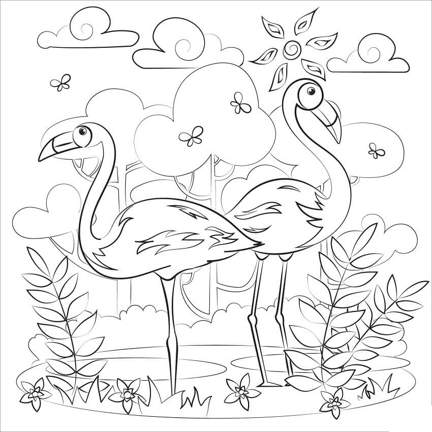 Coloriage flamants