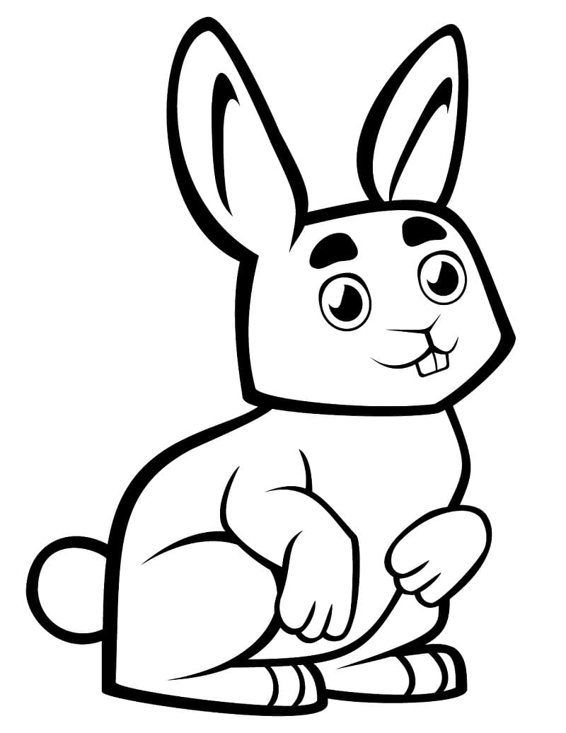 Coloriage petit lapin mignon style dessin-animé à imprimer