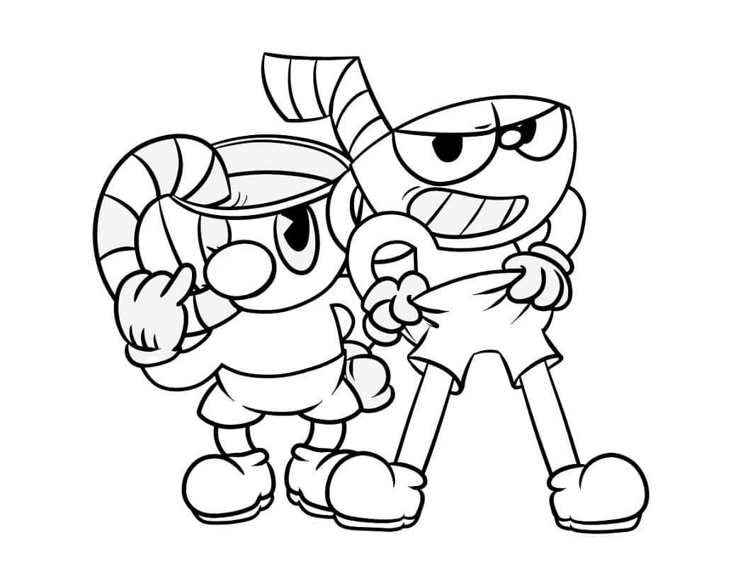 Coloriage cuphead et mugman à imprimer