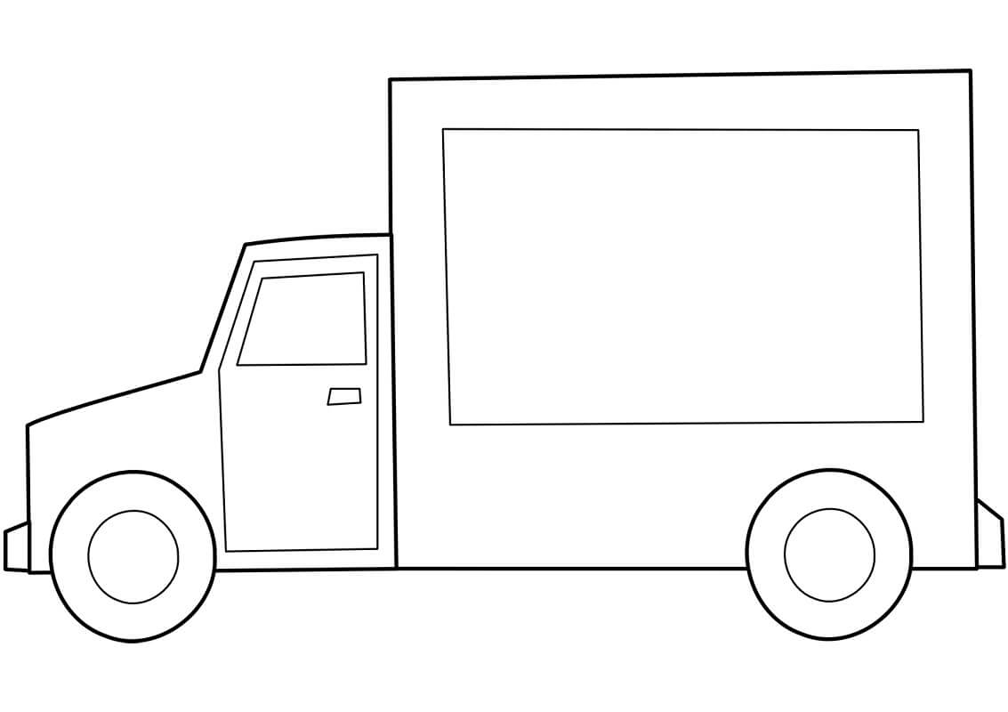 Coloriage dessin simple de camion à imprimer