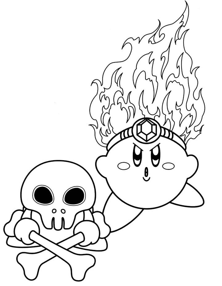 Coloriage feu kirby à imprimer