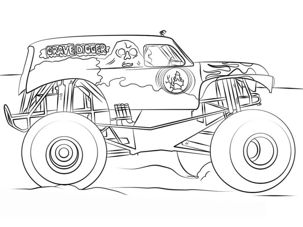 Coloriage grave digger monster truck à imprimer