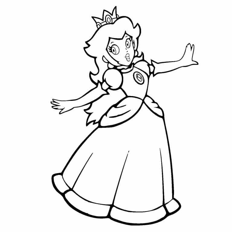 Coloriage joyeuse princesse peach