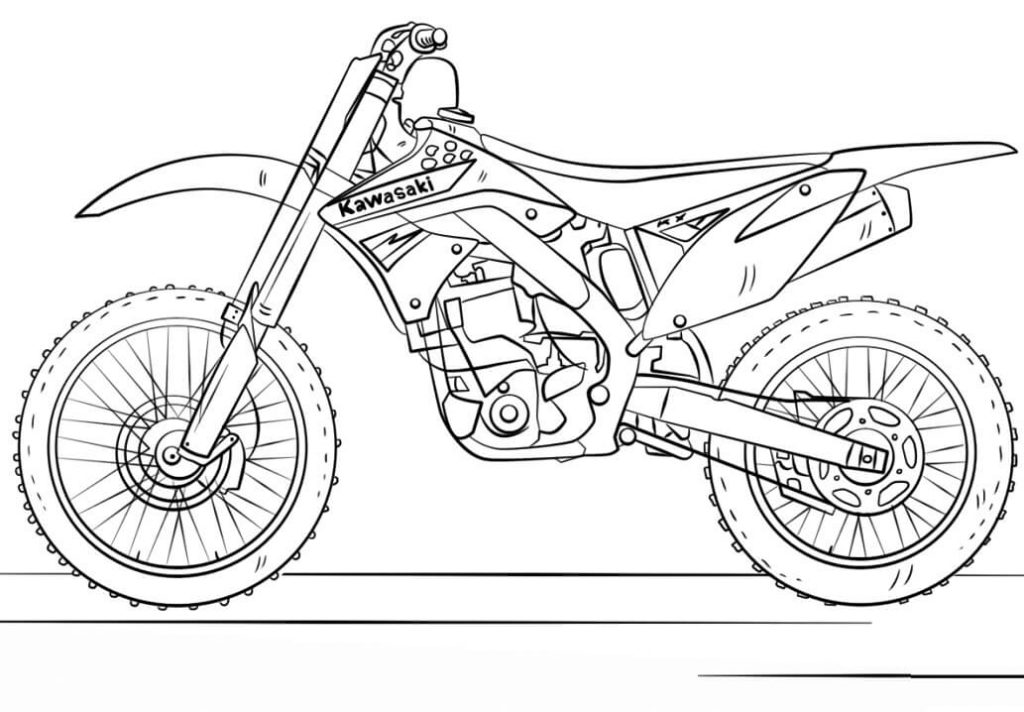 Coloriage kawasaki moto cross à imprimer