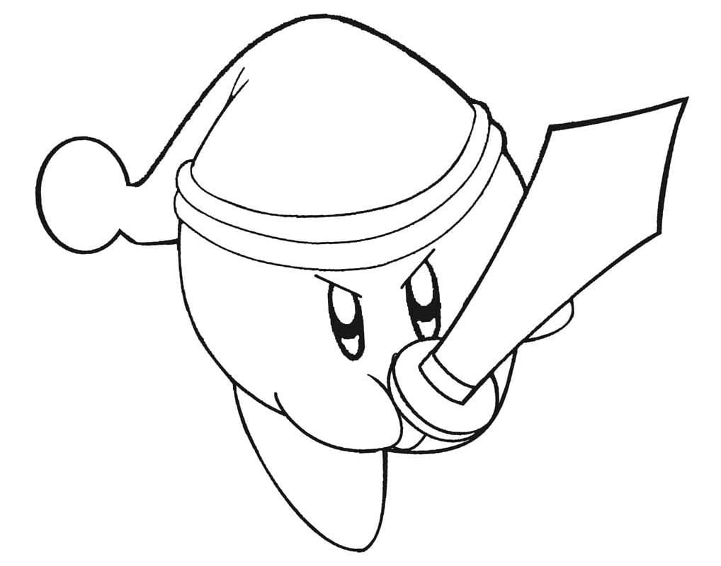 Coloriage kirby avec l’épée à imprimer