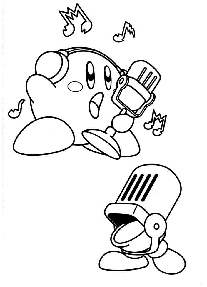 Coloriage kirby chante à imprimer