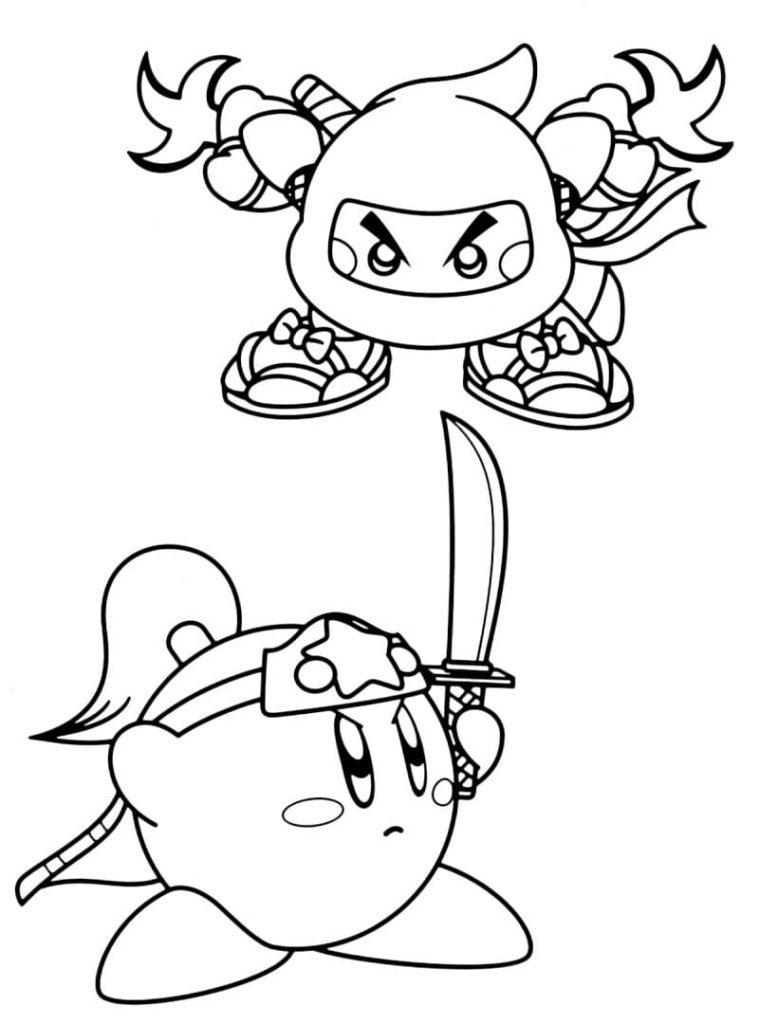 Coloriage kirby ninja à imprimer