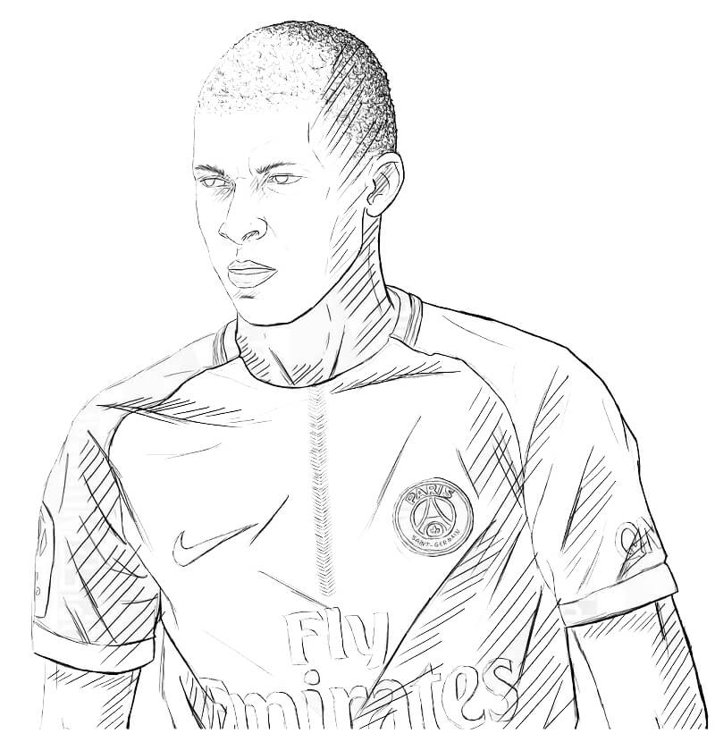 Coloriage kylian mbappé 2