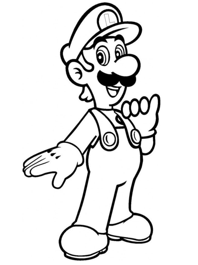 Coloriage luigi de super mario 1 à imprimer