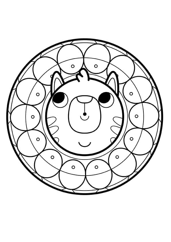 Coloriage mandala chat, pour les petits à imprimer