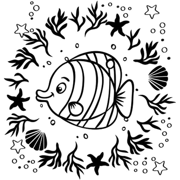 Coloriage mandala de poisson