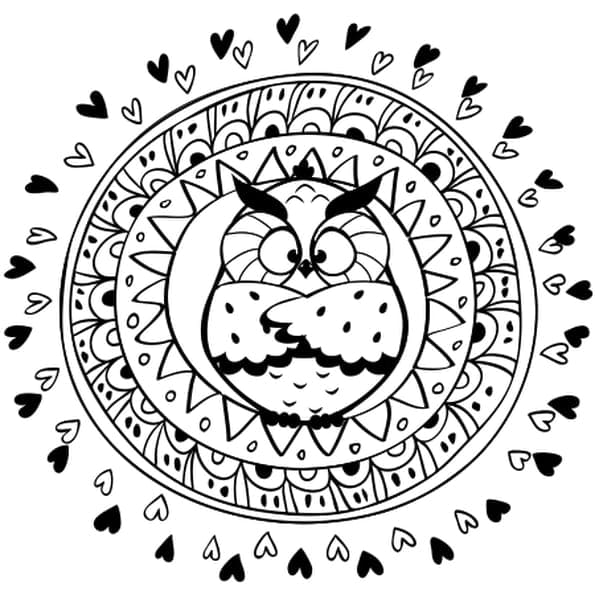 Coloriage mandala hibou à imprimer