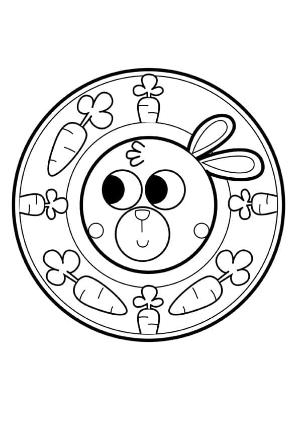 Coloriage mandala lapin, pour les petits à imprimer