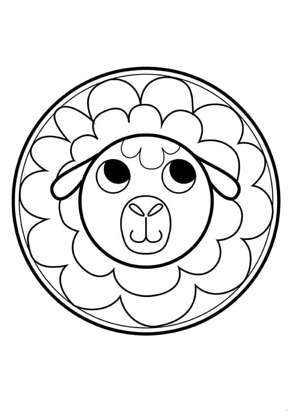 Coloriage mandala mouton, pour les petits