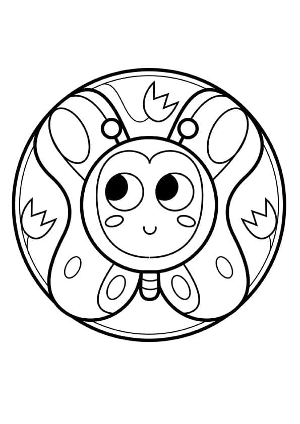 Coloriage mandala papillon, pour les petits