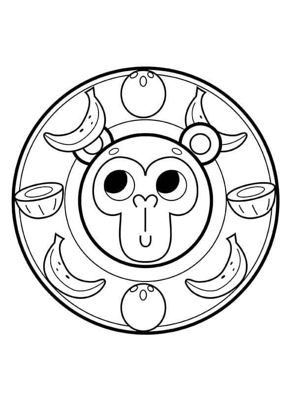 Coloriage mandala singe, pour les petits