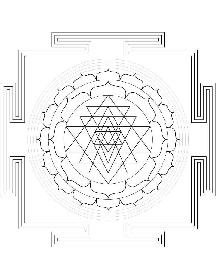 Coloriage mandala sri yantra à imprimer