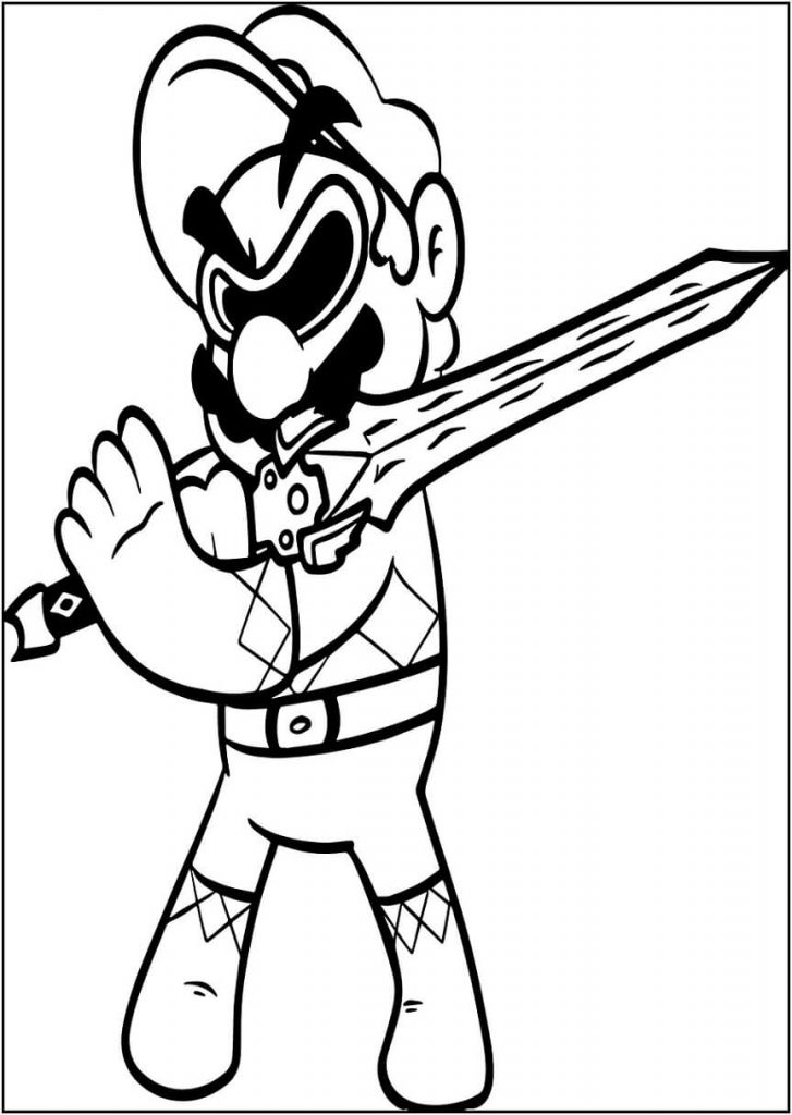 Coloriage mario avec épée à imprimer