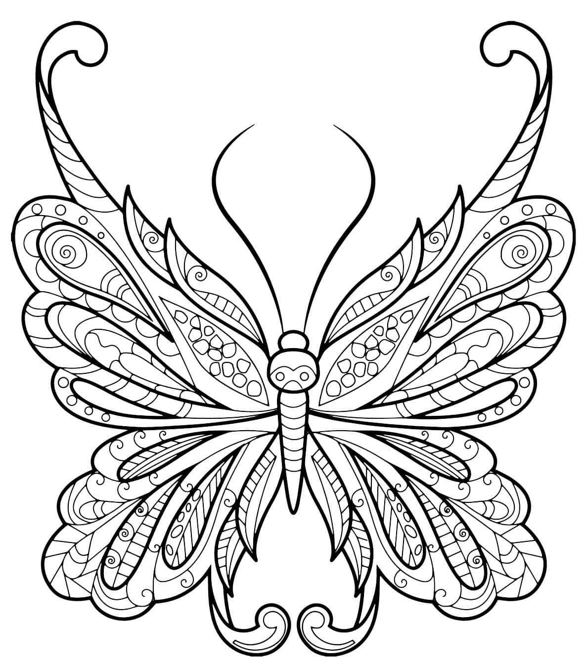 Coloriage papillon zentangle jolis motifs 1 à imprimer