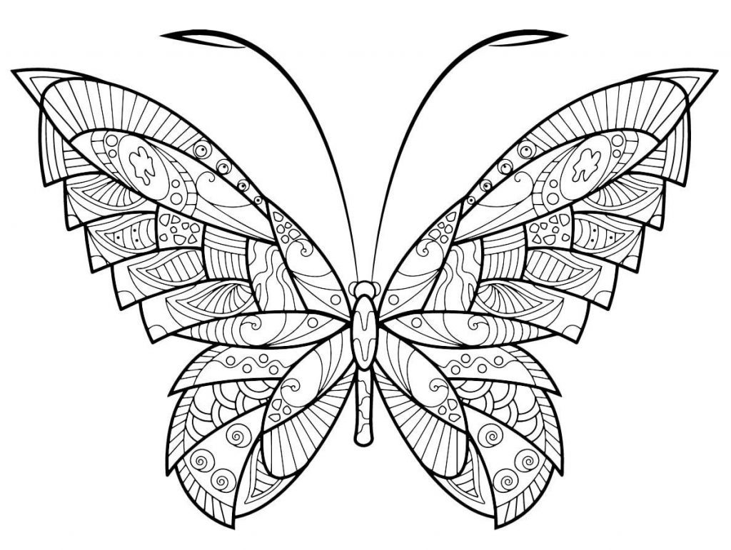 Coloriage papillon zentangle jolis motifs 2 à imprimer