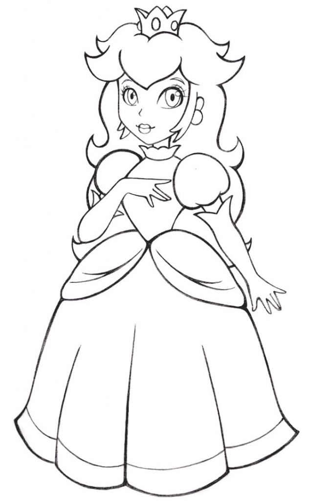 Coloriage peach de mario à imprimer