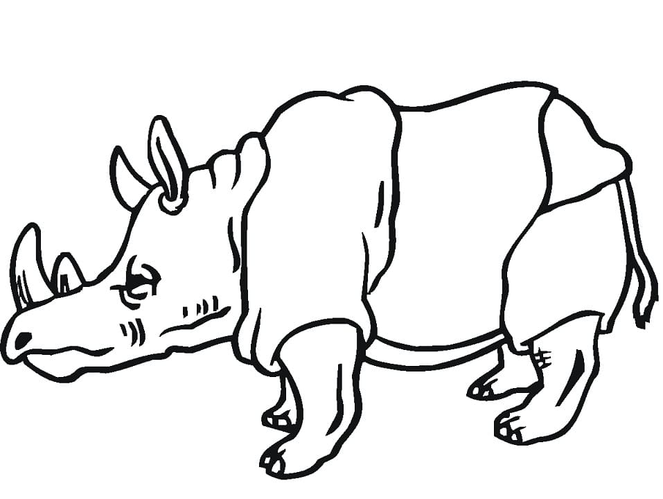 Coloriage rhinocéros 3 à imprimer