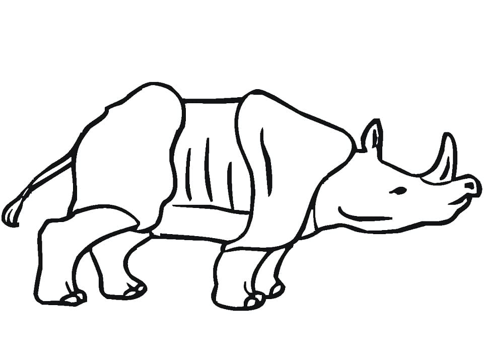 Coloriage rhinocéros indien 1 à imprimer