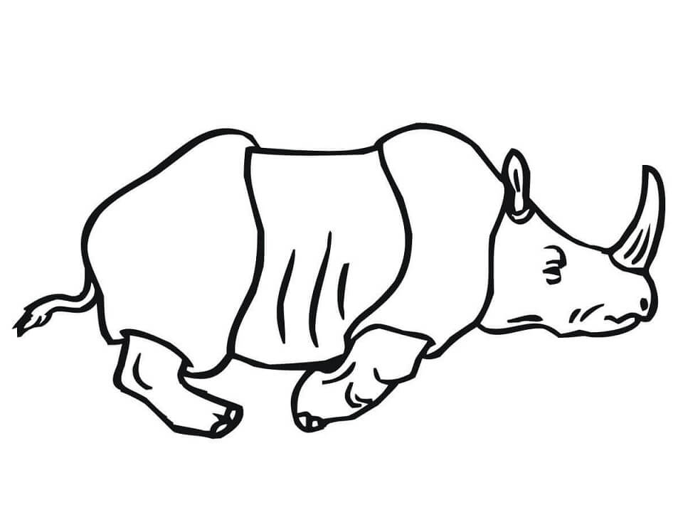 Coloriage rhinocéros indien qui court à imprimer