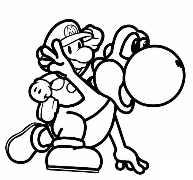 Coloriage Yoshi Et Mario à imprimer