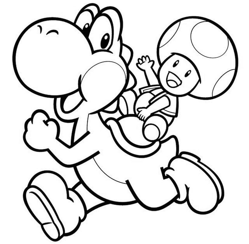 Coloriage Yoshi Et Toad