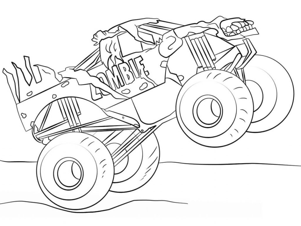 Coloriage zombie monster truck à imprimer