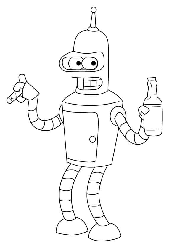 Coloriage bender de futurama à imprimer