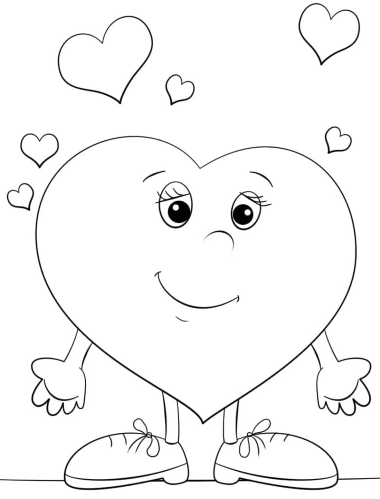 Coloriage coeur de dessin animé à imprimer