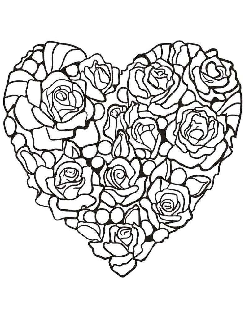 Coloriage coeur de fleurs 1 à imprimer