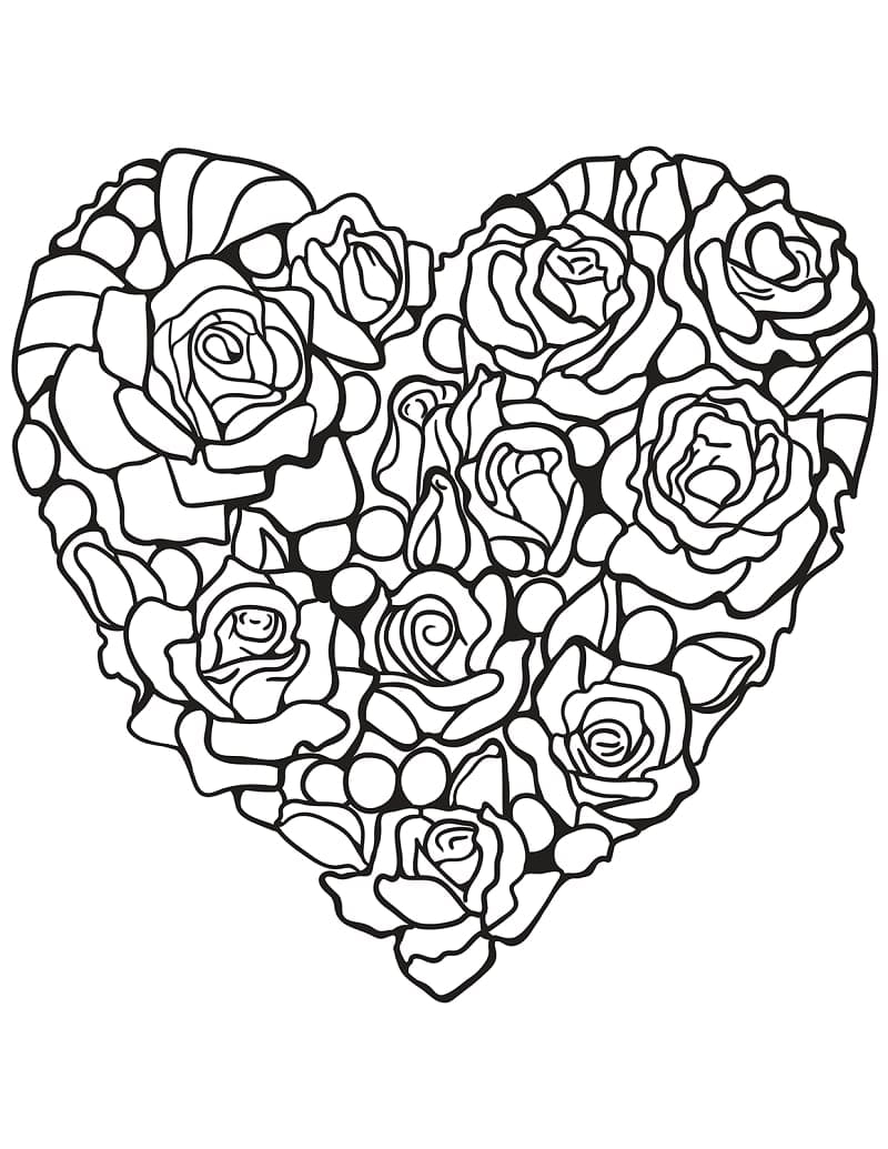 Coloriage coeur de fleurs 1