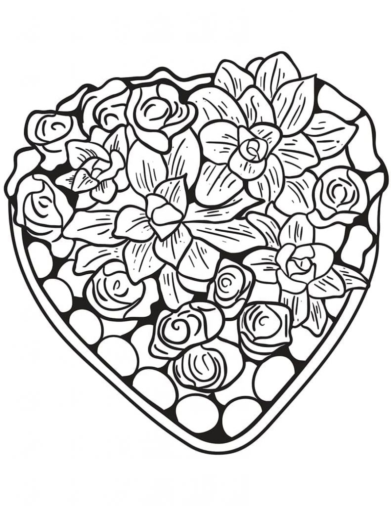 Coloriage coeur de fleurs à imprimer