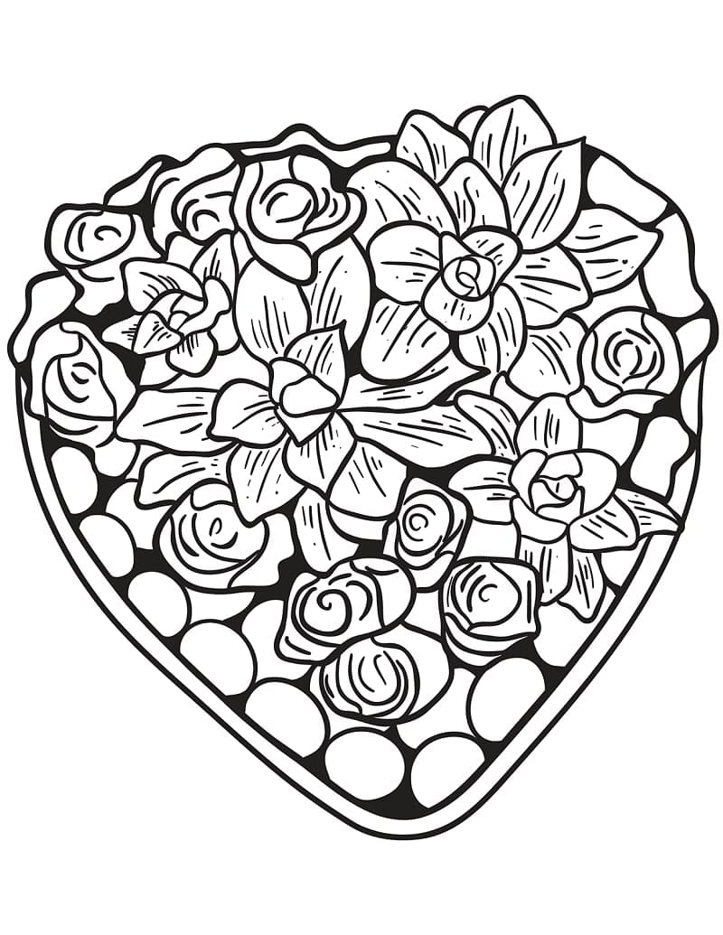 Coloriage coeur de fleurs