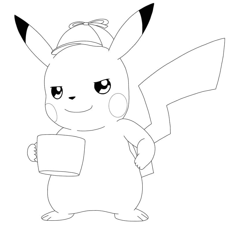 Coloriage détective pikachu 3 à imprimer