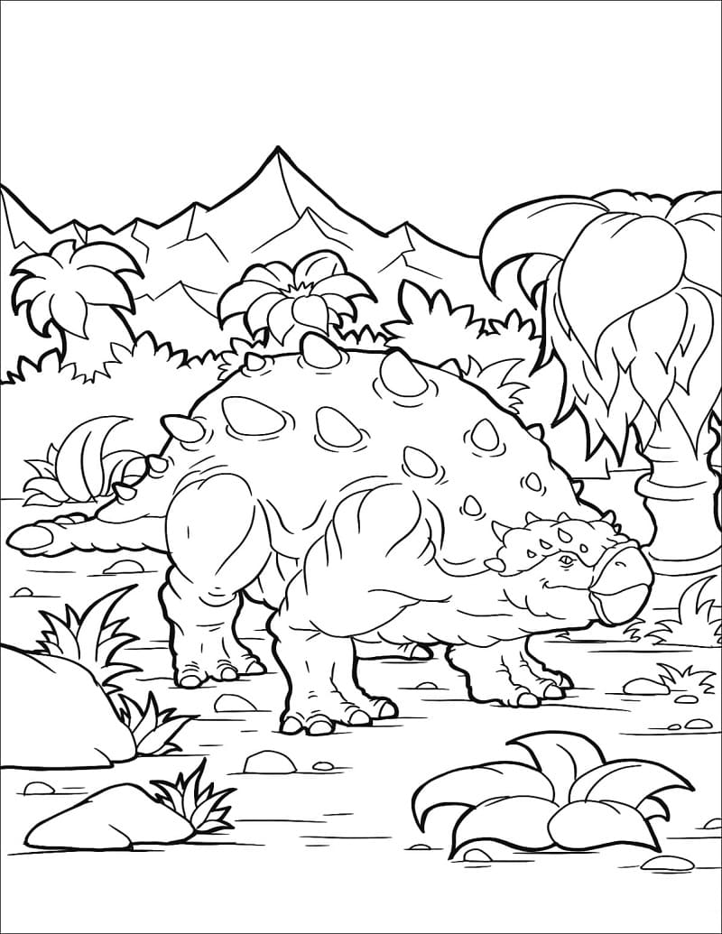 Coloriage dinosaure ankylosaure