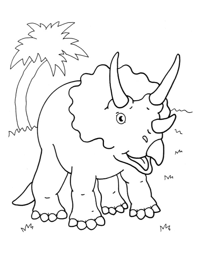 Coloriage dinosaure tricératops 2