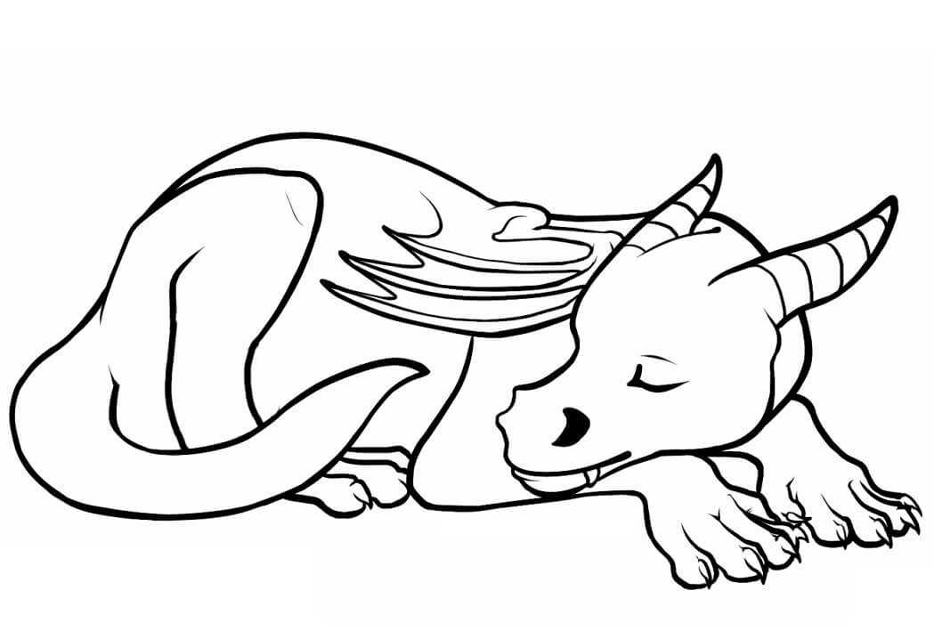 Coloriage dragon endormi à imprimer