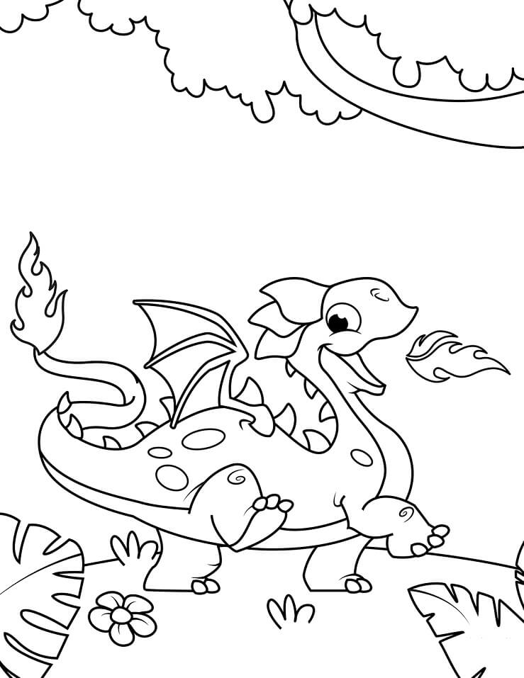 Coloriage dragon mignon à imprimer